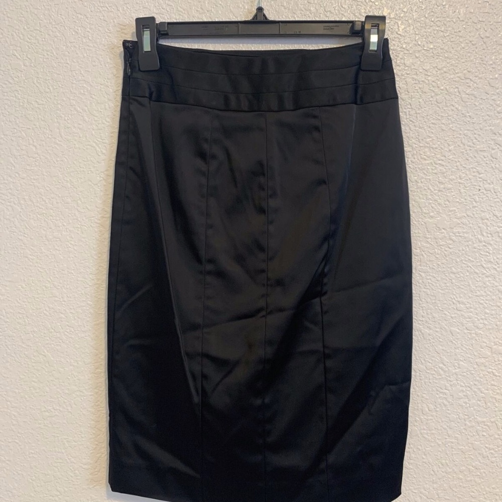 White House Black Market Black Acetate Straight Pencil Skirt Women's Size 00